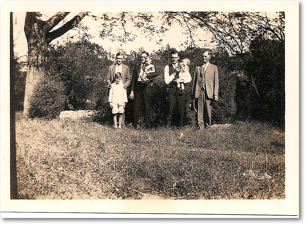 1925 l-r Frank, Jesse, Tommy, Charlie, holding-sons- Jimmy, Marvin, Bruce copy